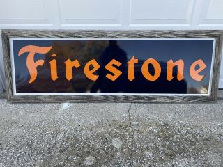 Vintage Firestone Tires Porcelain Sign In Frame 74 " X 23 " Minty Wow