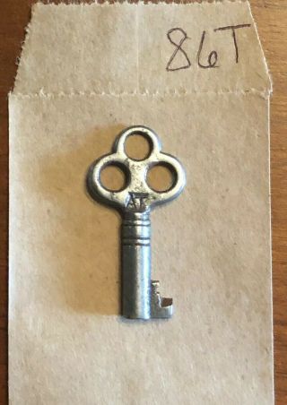 Rare Antique Steamer Trunk Key Yale & Towne AT Barrel Key Footlocker Chest 86T 2