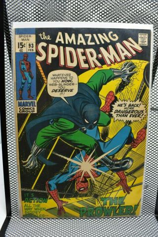 Spider - Man 93 Marvel Comics 1971 Stan Lee Gwen Stacy The Prowler 6.  0