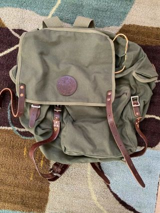 Large 22” Green Duluth Pack Vintage Canvas & Leather Hiking/camping Bag Backpack