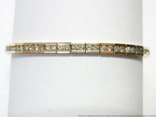 Heavy 14k Gold 2.  25ctw Fine Diamond Bracelet Vintage Channel Set Tennis 7.  25in