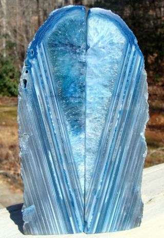 Agate Geode Blue Bookends - Unique Color Blends/exc Patterns - 4 Lbs 7 Ounces - Wow
