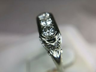 Art Deco 18k White Gold Old European Diamond Filigree Engagement Ring 1 ct 3