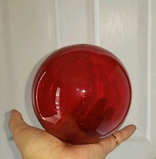 RED HAND BLOWN GLASS FLOAT BALL BUOY 5.  5 