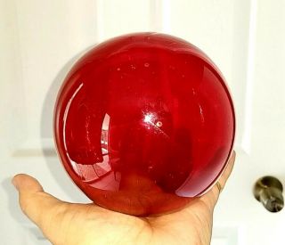 RED HAND BLOWN GLASS FLOAT BALL BUOY 5.  5 