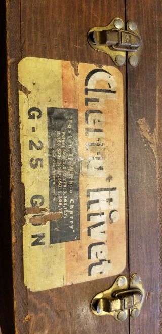 Vintage Rivet Kit w/G - 25 Rivet Gun & Wooden Storage Box by Cherry Rivet Co. 3