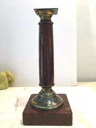 Antique Small Red Marble Oil Lamp Base