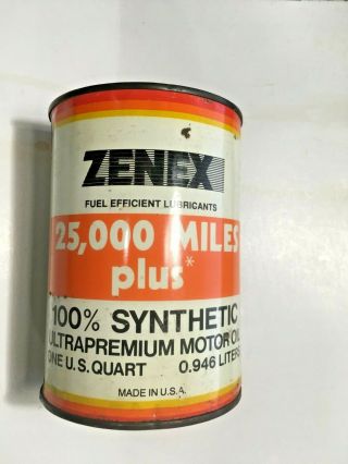 Zenex 100 Synthetic Motor Oil Empty 1 Quart Can