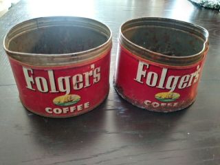 Vintage Folgers Tin Coffee Cans