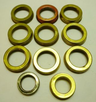 12 Brass Plated Screw - On No.  2 & No.  1 Oil Lamp Burner Collars