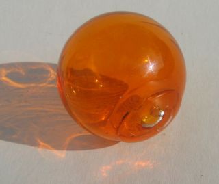 Vintage Beach Find 2 " Amber Glass Japanese Gill Net Fishing Float Intact