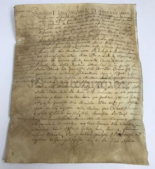 17th Century France - 1609 - Oversized Vellum Document - 5 Pages - 11.  5 " X 14.  5 "