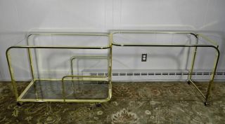 Swivel brass & glass bar cart DIA Design Institute of America Milo Baughman era 3