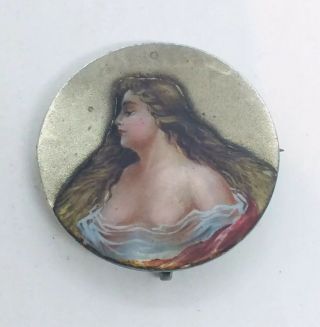 Antique Victorian Sterling Silver Enamel Lady Watch Pin