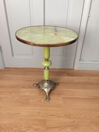 Vintage Green Kitsch Marble Look Side End Round Table