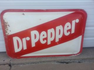 Large Vintage Dr.  Pepper Metal Embossed Sign 1950 