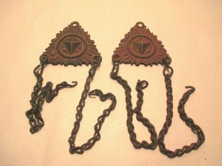 Antique Pair Brass Hanging Oil Lamp Chain Spreaders