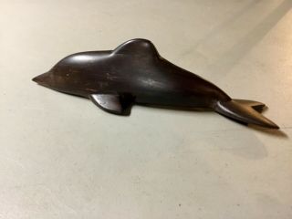 Vintage Solid Wood Carved Dolphin - 11 1/2” Long - Nautical Decorative