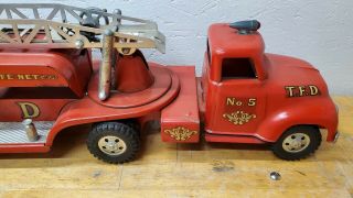 VINTAGE 1956 TONKA TOYS NO.  5 AERIAL LADDER TFD FIRE ENGINE TRUCK TOY 2