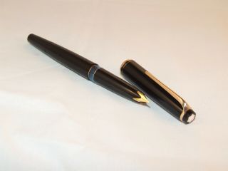Vintage Montblanc No.  22 Fountain Pen - Jet Black - Blue Ink View - Piston Fill