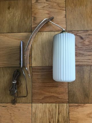 1960’s Vintage Mid - Century Danish Modern Frosted Glass Hanging Pendant Wall Lamp