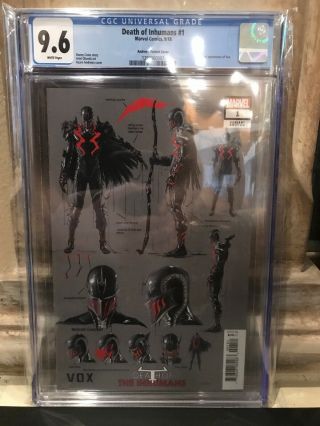 Death On Inhumans 1 Andrews Design Variant Cgc 9.  6 First Appearance Of Vox