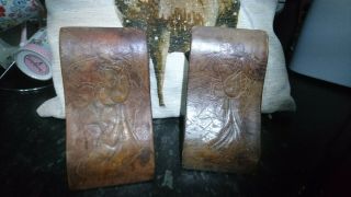 Antique Leather Bookends Vintage Leather Bookends Antique Chinese