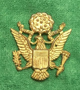 Wwi Us Army Officers Eagle Cap Badge Insignia Long Shield Early Pin Back Type
