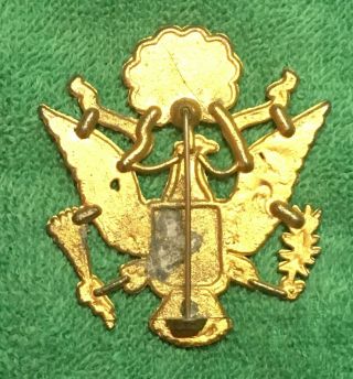 WWI US Army Officers Eagle Cap Badge Insignia Long Shield Early Pin Back Type 2