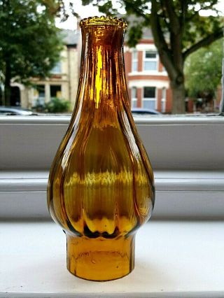 Vintage Oil Lamp Amber Glass Chimney 21cm Height