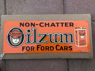 Oilzum Non - Chatter For Ford Cars Embossed Tin Sign Gas Advertising 6 “ X 16”