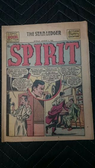 The Spirit Comic Book Section Will Eisner,  August 5,  1945 Star Ledger Newark,  Nj