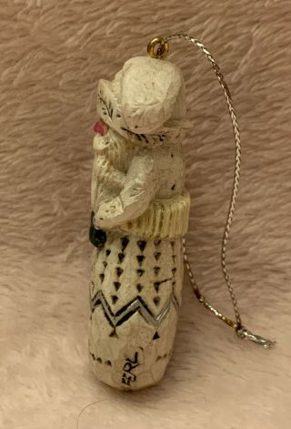 Pam Schifferl Vintage Christmas Ornament White Santa In Stocking Bag Midwest 2