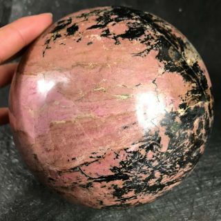 8.  46lb Gem Rhodonite Sphere Rare Red Gemstone Crystal Ball Brazil - 4837