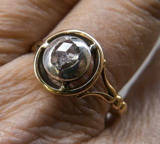 Antique Georgian 18k Gold Ring Rose Cut Diamond About 0.  45 Ct.  3.  50 Grams
