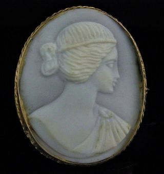 Antique Carved Coral Cameo Brooch Pin 14k Yellow Gold Large Vintage Victorian