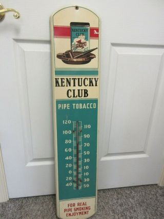 Vintage Advertising Kentucky Club Tobacco Tin Large Store Thermometer 722 - T