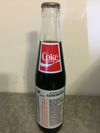 Vintage Dallas Cowboys Coke Bottle,  25th Anniversary Nfl Never Opened Price Tag