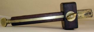 Antique Rosewood? & Brass Marking Gauge Or Scribe Carpenters Woodworking Tool