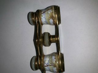 Antique French Opera Glasses Cam Lafontine Opticien Enamel And Mother Of Pearl