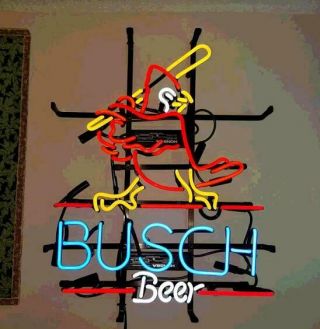 St Louis Cardinals Busch Beer Neon Light Sign 17 " X14 " Lamp Bar Artwork Glass