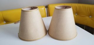 2 Vintage Gold Trim Mid - Century Lamp Light Shades