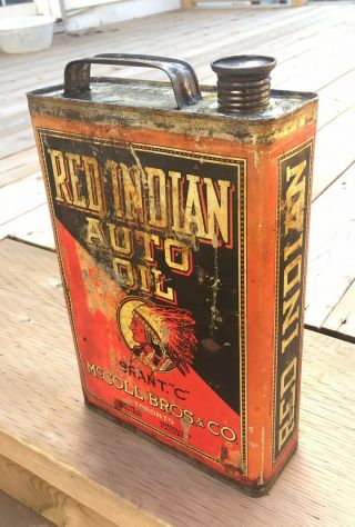 Red Indian Mccoll Bros Auto Oil Can