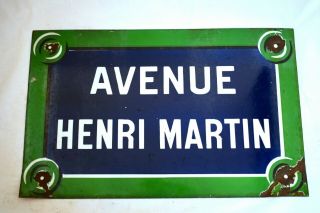 Avenue Henri Martin,  Paris Vintage French Enamel Street Sign