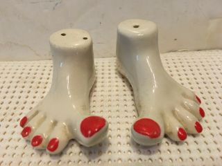 Vintage Bare Feet With Red Toenail Polish Salt And Pepper Shaker Set C.  C.  Co.