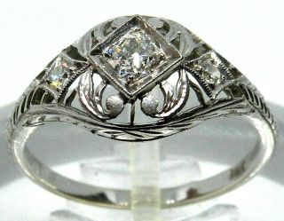 Art Deco Antique 18k Gold & Platinum With Diamonds Ring (0.  20 Ctw Diamond)