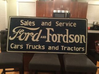Vintage Large Ford Dealer Porcelain Sign 60”