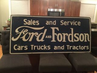 Vintage Large Ford Dealer Porcelain Sign 60” 2