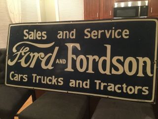 Vintage Large Ford Dealer Porcelain Sign 60” 3