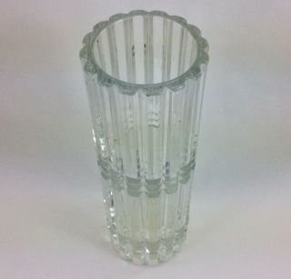Tall Ribbed Crystal Vintage Art Glass Heavy Vase Estate Piece 12 " High 7 Lbs